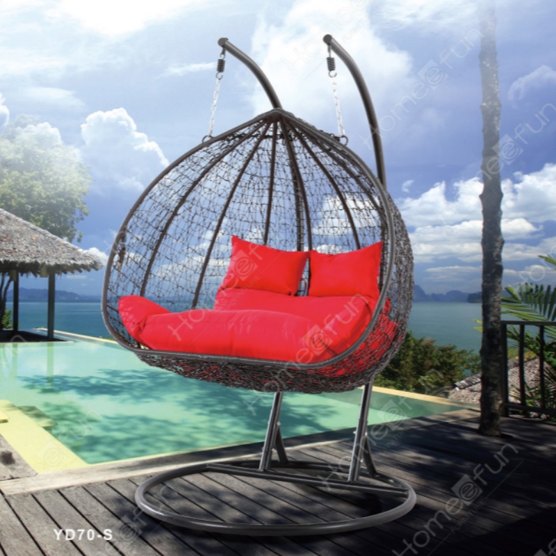 2022 Fabbrica all\'ingrosso di alta Qualità altalena patio all\'aperto sedia di vimini per il tempo libero sedia in rattan con cuscino e palo