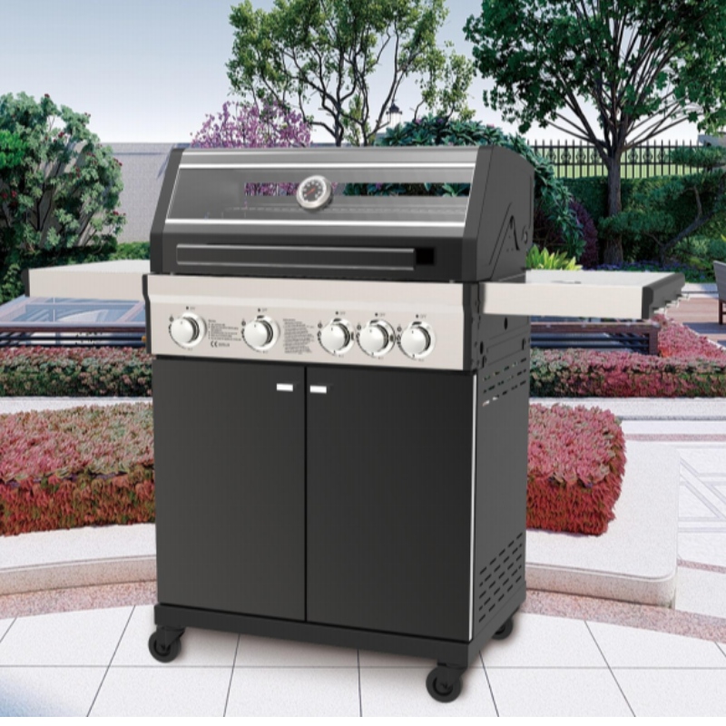 Di lusso all\'aperto giardino BBQ Griglie senza fumo Barbecue Grill Casa Party BBQ Grill Carrello con armadi Ruote Acciaio inossidabile