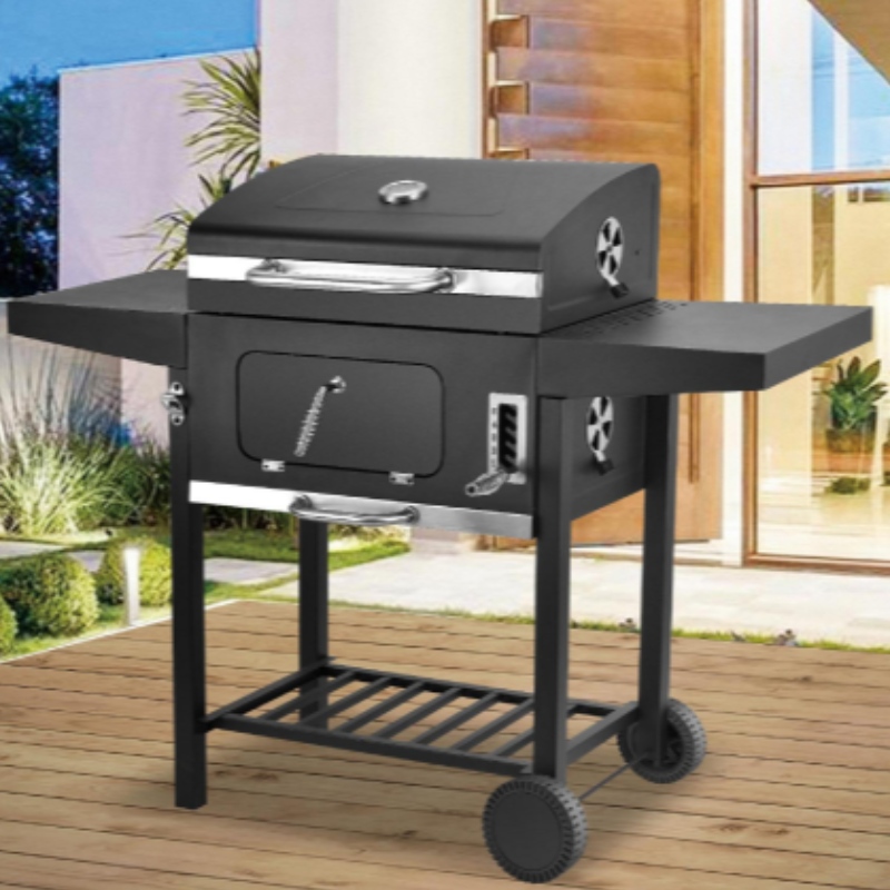 Moderno Commerciale Grande Portatile All\'aperto Charcoal Grill Backyard Party Grill con gli scaffali