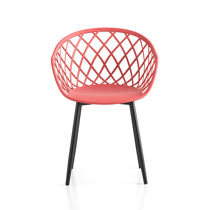 Mobili da esterno moderni PP plastica telaio metallico chaises plastique poltrone da giardino rosse