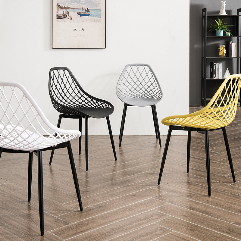Design moderno di alta qualità Cina Factory Sedia da pranzo in maglia di plastica PP Sedili da pranzo in plastica